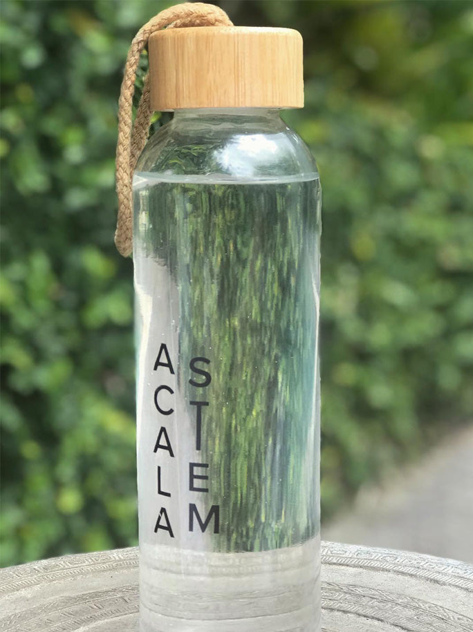 Glass and bamboo drink bottle