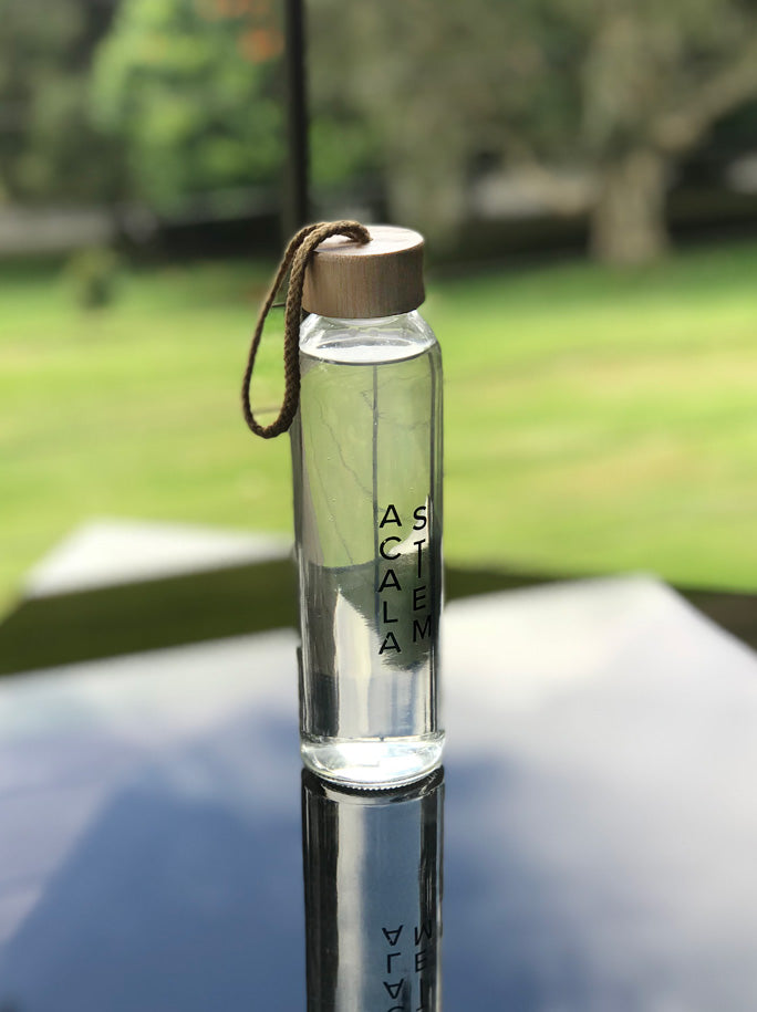Glass and bamboo drink bottle