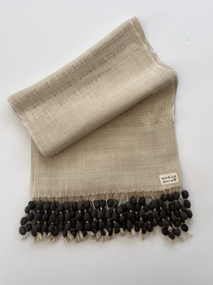 100% Lotus Silk Scarf with Lotus Seed Beads