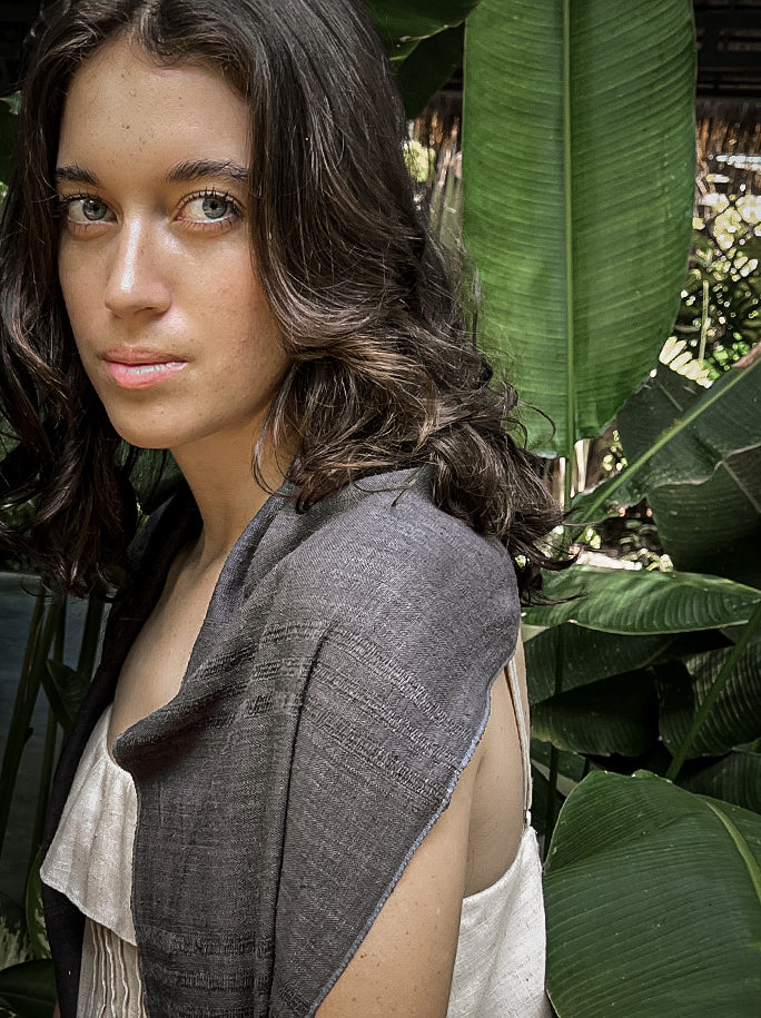 100% Lotus Silk Scarf- charcoal