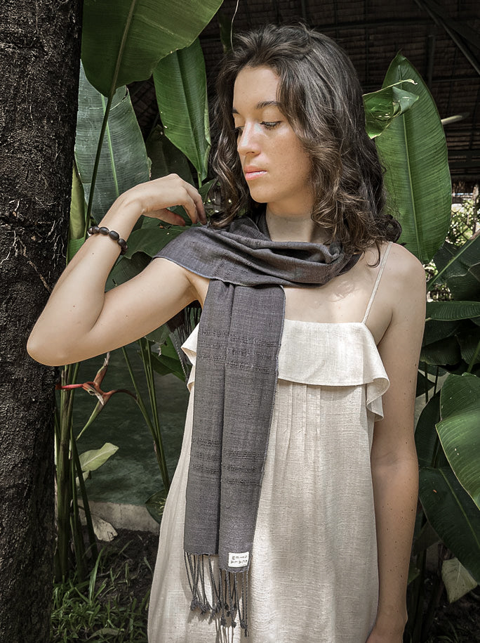100% Lotus Silk Scarf- charcoal