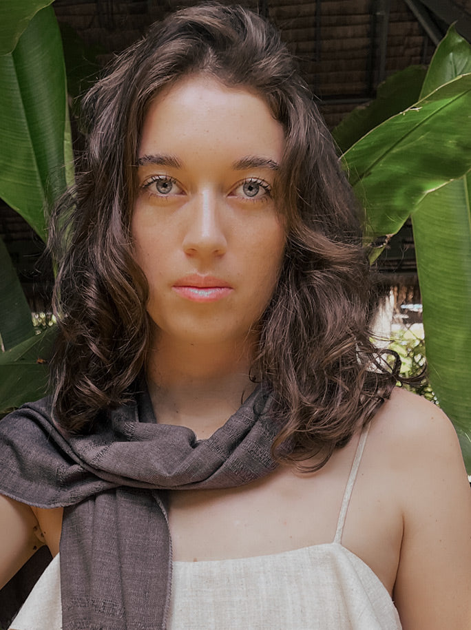 100% Lotus Silk Scarf- charcoal