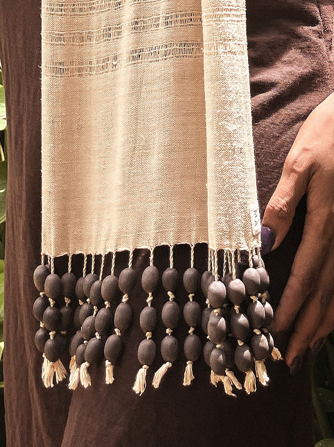 100% Lotus Silk Scarf with Lotus Seed Beads