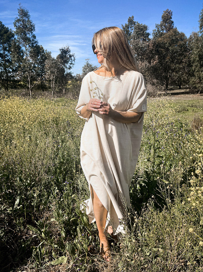 Lotus Silk Kaftan Dress – Acala Stem Lotus Silk Kaftan Dress – Acala Stem
