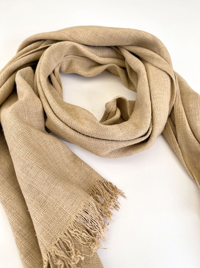 100% Lotus Silk Scarf Plain Latte