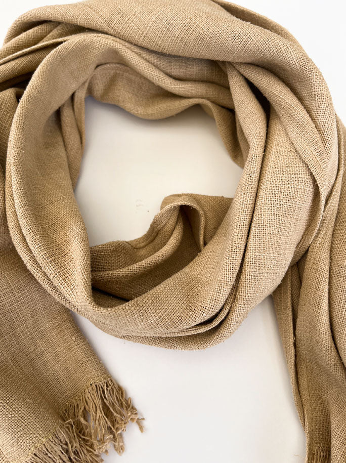 100% Lotus Silk Scarf Plain Latte